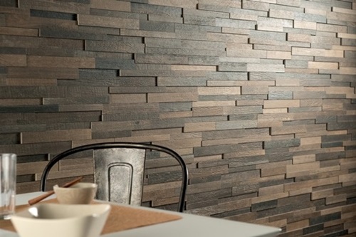 Panele drewniane ścienne Natural Wood Panels wykorzystane w jadalni