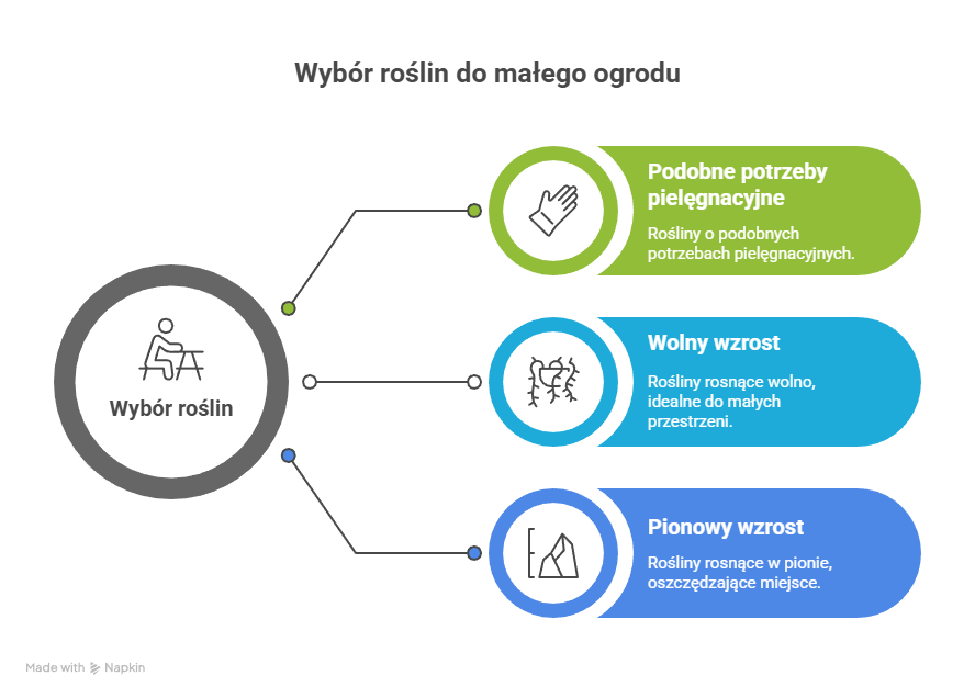 Rośliny do małego ogrodu - infografika