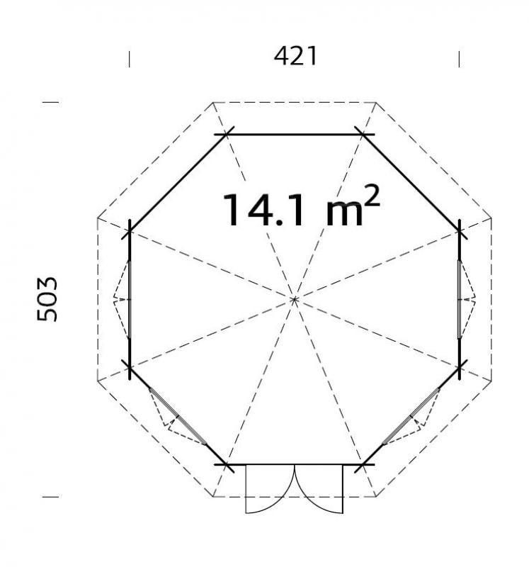Altana ogrodowa z drewna ANNA B Ø421 (14,1 m2)