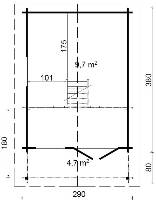 Drewniany domek letniskowy z daszkiem DNIEPR 3x5 (13,9m2)