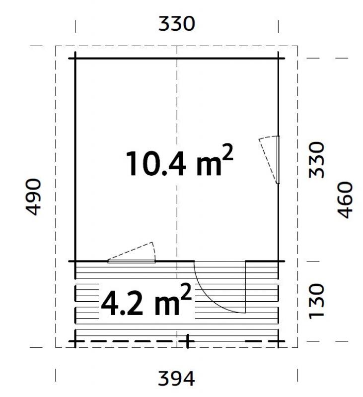 Drewniany domek z tarasem JACEK A3,5x5 (10,4+4,2 m2)