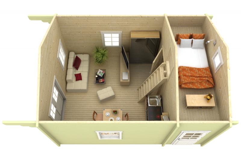 Domek na działkę ogrodową letniskowy RUDZIK C 7x4,5 (24m2)