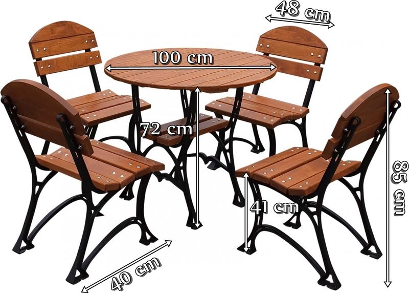 Żeliwne meble ogrodowe Restor wymiary