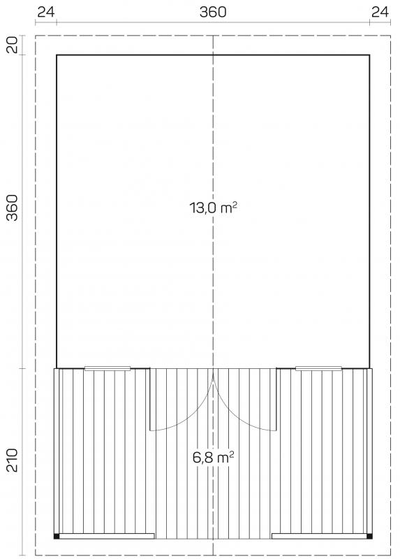 Domek ogrodowy z drewna DZIĘCIOŁ A 6x4 (19,8 m2)