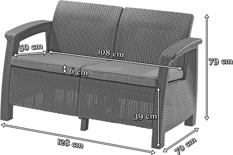 Corfu Love Seat wymiary sofy