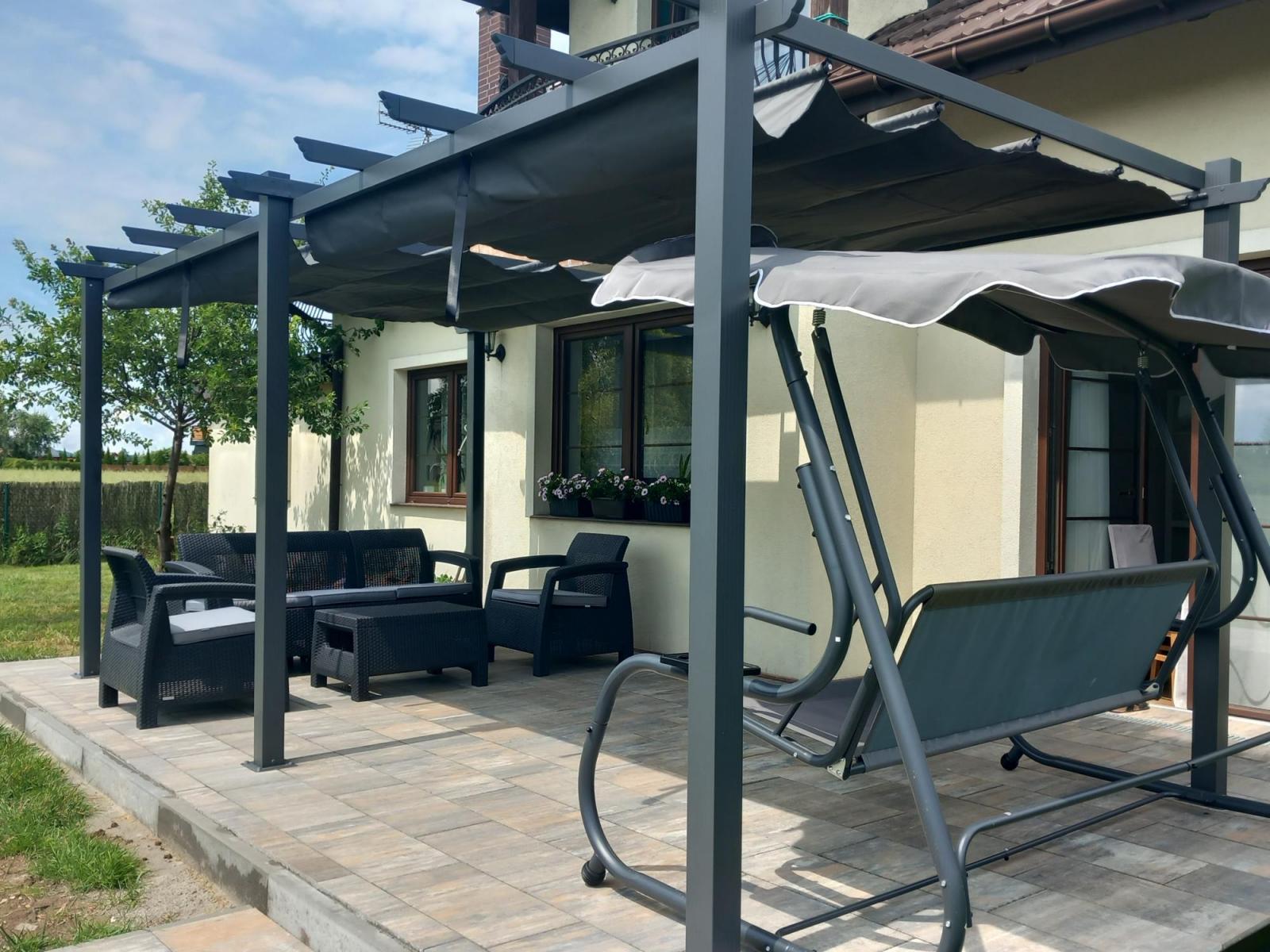 Grafitowa pergola ogrodowa 3x6 stelaż aluminiowy Kirn 2.0