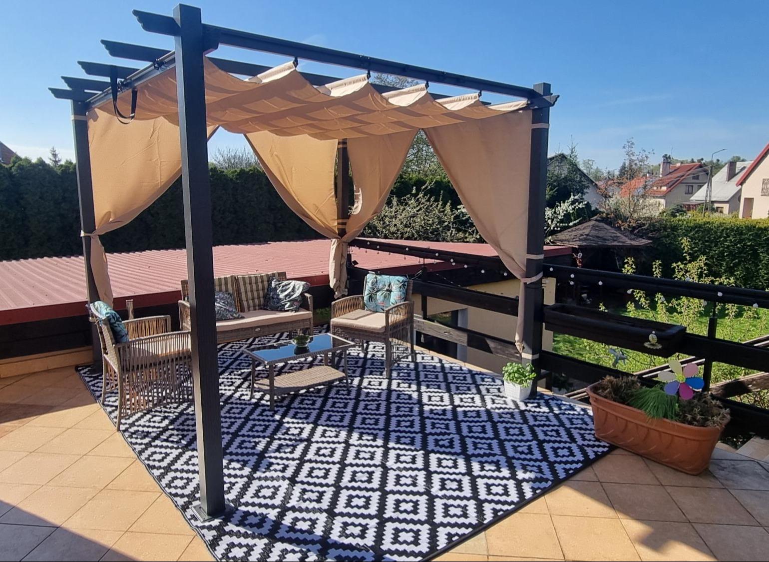 Pergola ogrodowa z zasłonami 3x3 Kirn 2.0 Beż