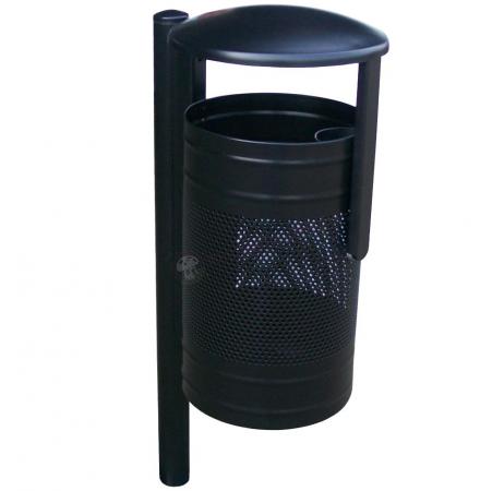 Czarny metalowy kosz na śmieci z daszkiem KN 3