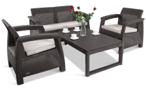 Komplet ogrodowy z regulowanym stolikiem Corfu Set Lyon brązowy