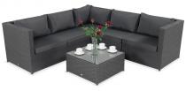 Komplet ogrodowy z technorattanu FARLITO IX CORNER Anthracite & Ice Grey
