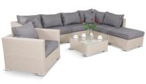 Meble ogrodowe wypoczynkowe z jasnego technorattanu Nilamito VIII Light Grey + fotel