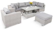 Meble ogrodowe z podnoszonym stolikiem LIGURITO VIII Off-WHITE Elite & Taupe + fotel