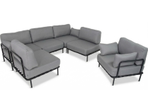 Narożnik ogrodowy 5-osobowy, antracyt – stal nierdzewna, modułowy, olefin, premium meble tarasowe Salve 5 Plus