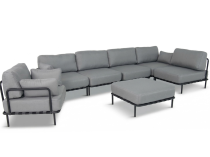 Zestaw wypoczynkowy ogrodowy modułowy 7-osobowy, szary – stal nierdzewna, olefin premium - Salve 5 Comfort