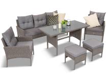 Zestaw mebli technorattanowych obiadowych z wysokim stołem Perata Dining - Dark Grey