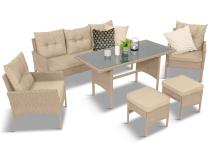 Komplet mebli ogrodowych technorattan dla 7 osób Perata Dining Natural