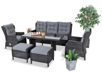Zestaw mebli technorattanowych z regulowanymi fotelami Laritto Dining - Antracite