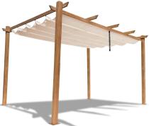 Pergola ogrodowa z materiałowym dachem Kirn 2.0 3x4 Aluminium - Cream Wood