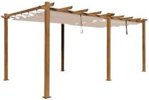 Aluminiowa pergola z przesuwnym materiałowym dachem Kirn 2.0 3x5,5 - Cream Wood