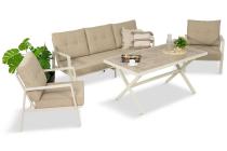 Komplet mebli tarasowych dla 5 osób z sofą 190cm - Elke Dining - White