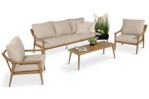 Komplet mebli aluminiowych na taras dla 5 osób - Else Set - Creme, drewnopodobny
