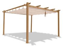 Pergola ogrodowa z materiałowym dachem Kirn 2.0 4x4 Aluminium - Cream Wood