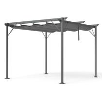 Szara pergola tarasowa metalowa ze składanym dachem Niro 2.0 3x3 - Grey