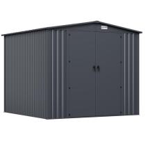 Wytrzymały schowek ogrodowy blaszany Hartt Plus 240x240x205cm - z drzwiami na zawiasach - Antracyt A16