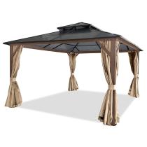 Brązowa nowoczesna altana ogrodowa dach poliwęglan Havero 3,5x4 - Woodlook