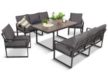 OUTLET - Meble ogrodowe dla 8 osób - sofy 175cm, fotele, stół 160cm ze szklanym blatem - Panaon Grande Elite GG
