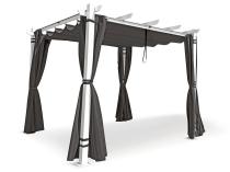 Biała pergola na taras z zasłonami Kirn 3x3 One - Grey White