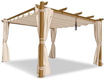 Pergola ogrodowa z materiałowym dachem i zasłonami Kirn 2.0 3x4 Aluminium - Cream Wood
