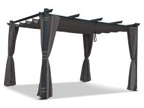 Antracytowa pergola tarasowa 4x4 z zasłonami aluminium Kirn 2.0 Szary