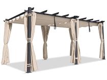 Pergola ogrodowa 3x5,5 z materiałowym dachem i zasłonami Kirn 2.0 beż