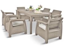Meble ogrodowe z 6 fotelami i dużym stołem 160x95cm Corfu Fiesta CM6 Cappuccino