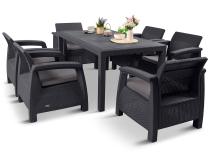 Meble ogrodowe z 6 fotelami i dużym stołem 160x95cm Corfu Fiesta CM6 Grafit