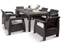 Meble ogrodowe z 6 fotelami i dużym stołem 160x95cm Corfu Fiesta CM6 Brązowe