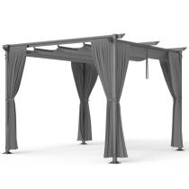 Szara pergola ogrodowa z zasłonami 3x3 Niro 2.0 - Grey