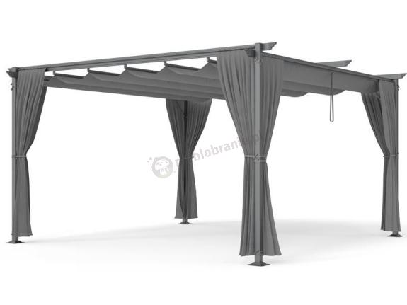 OUTLET - Grafitowa pergola ogrodowa z zasłonami 4x4 Niro - Grey
