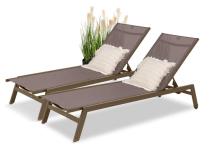 OUTLET - Zestaw regulowanych leżaków z kółkami Tebu Brown 2szt.