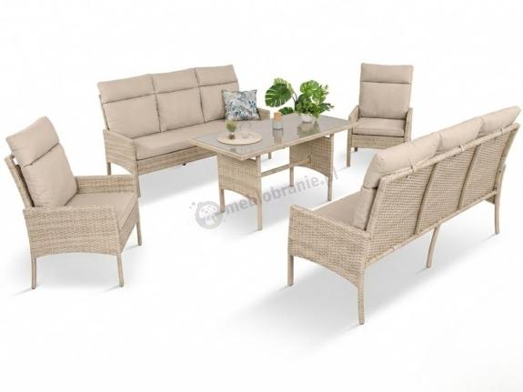 OUTLET - Komplet mebli technorattanowych dla 8 osób z sofami Lirata Grande Natural