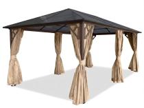 Brązowa altana aluminiowa z dachem poiliwęglanowym Havero 4x6 - Woodlook 2.0