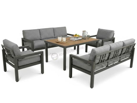 OUTLET - Meble ogrodowe dla 8 osób z wysokim stołem - aluminium - Calamba Grande - Grey