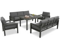 OUTLET - Aluminiowy zestaw mebli z wysokim stołem obiadowym Calamba Grande - Antracite