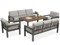 OUTLET - Aluminiowe meble na taras ze stołem obiadowym 160 cm Calamba Grande - Light Grey