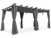 Grafitowa pergola wolnostojąca z zasłonami Hiro 3x5,5 - Szary