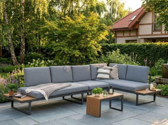 OUTLET - Modułowe meble ogrodowe metalowe z uniwersalnym stolikiem Norven XL - Antracite