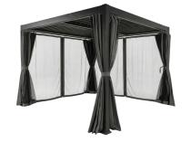 OUTLET - Nowoczesna pergola ogrodowa 4x4 Nefir 2.0 Antracyt z zasłonami i moskitierami, Gartwerk