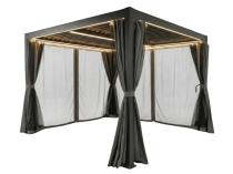 Pergola tarasowa z lamelami 4x4 Nefir 2.0 LED - z oświetleniem, zasłonami i moskitierami - Antracyt, Gartwerk