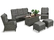 Komplet mebli z technorattanu z podnoszonym stołem 145x85 Fiorento Dining - Antracite Polywood
